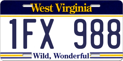WV license plate 1FX988
