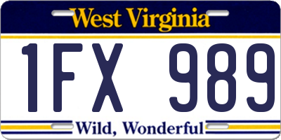 WV license plate 1FX989