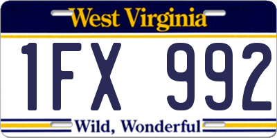 WV license plate 1FX992
