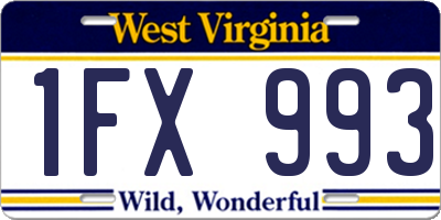 WV license plate 1FX993