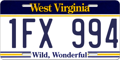 WV license plate 1FX994
