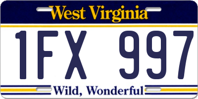WV license plate 1FX997