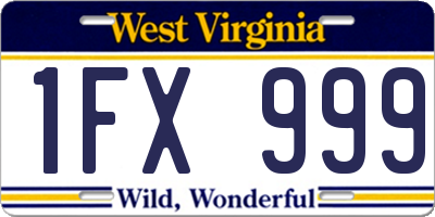 WV license plate 1FX999
