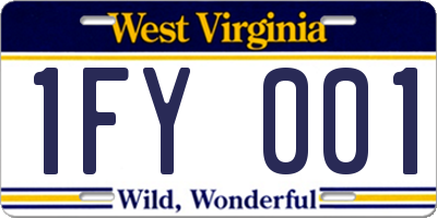 WV license plate 1FY001