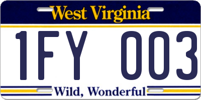 WV license plate 1FY003