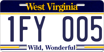 WV license plate 1FY005
