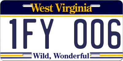 WV license plate 1FY006