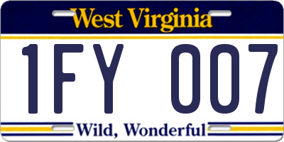 WV license plate 1FY007