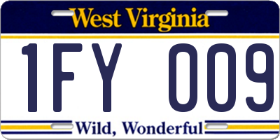 WV license plate 1FY009