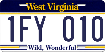 WV license plate 1FY010