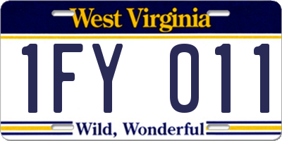 WV license plate 1FY011