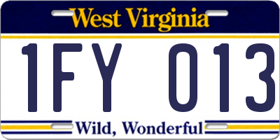 WV license plate 1FY013