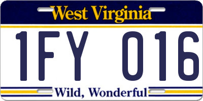 WV license plate 1FY016