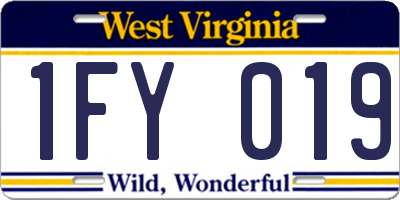 WV license plate 1FY019