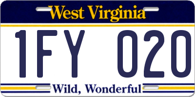 WV license plate 1FY020