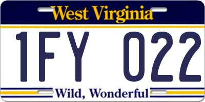 WV license plate 1FY022