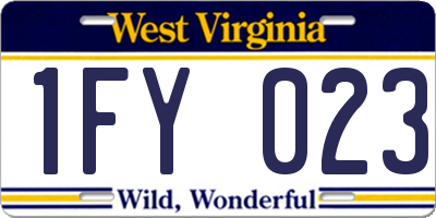 WV license plate 1FY023