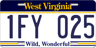 WV license plate 1FY025