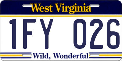 WV license plate 1FY026