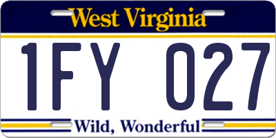 WV license plate 1FY027