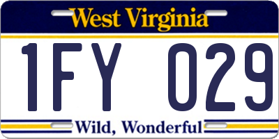 WV license plate 1FY029