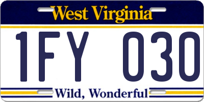 WV license plate 1FY030