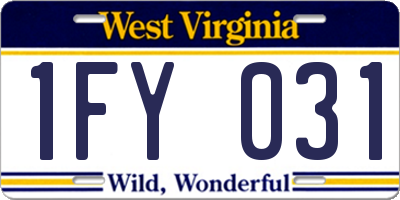 WV license plate 1FY031