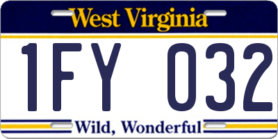 WV license plate 1FY032