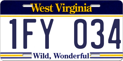 WV license plate 1FY034