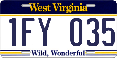 WV license plate 1FY035