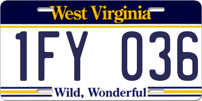 WV license plate 1FY036