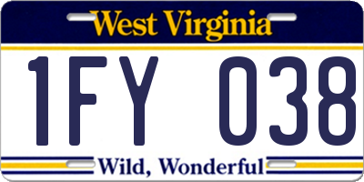 WV license plate 1FY038