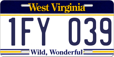 WV license plate 1FY039