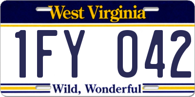 WV license plate 1FY042