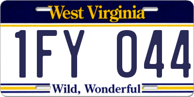 WV license plate 1FY044