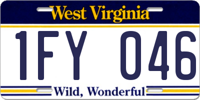 WV license plate 1FY046