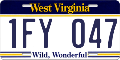 WV license plate 1FY047