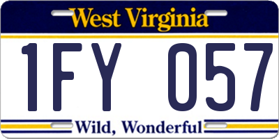 WV license plate 1FY057