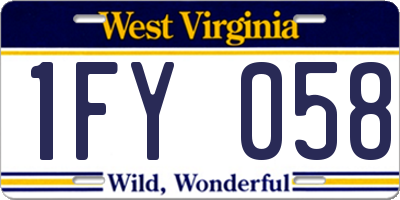 WV license plate 1FY058