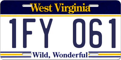 WV license plate 1FY061