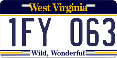 WV license plate 1FY063