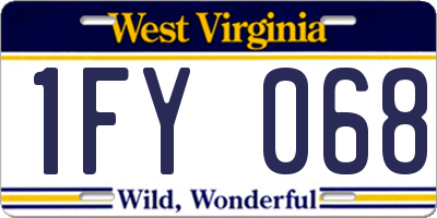 WV license plate 1FY068