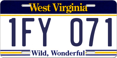 WV license plate 1FY071