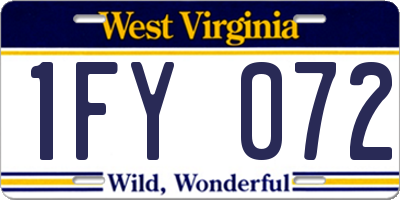 WV license plate 1FY072