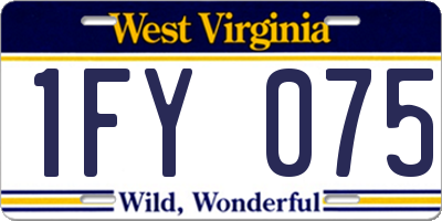 WV license plate 1FY075