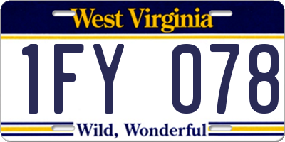 WV license plate 1FY078