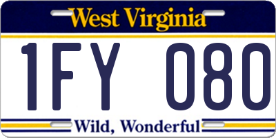WV license plate 1FY080