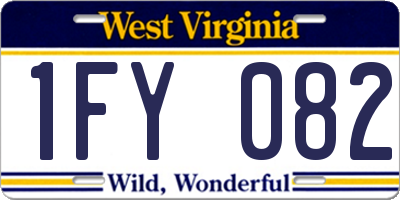 WV license plate 1FY082