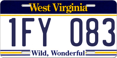 WV license plate 1FY083