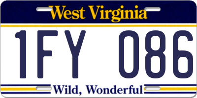 WV license plate 1FY086